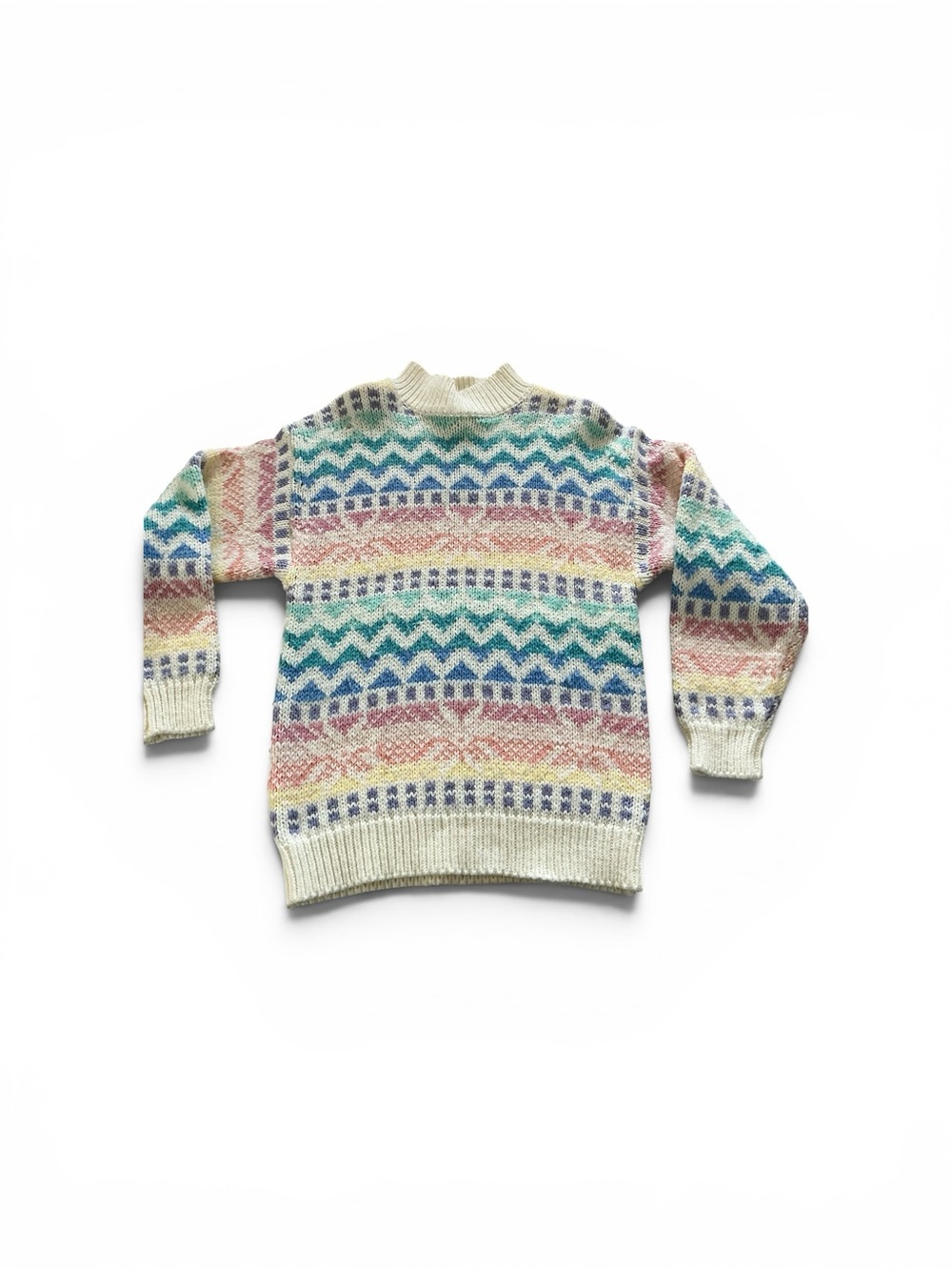 Vtg 80s RICKI miss Erika NY sweater pastel geometric print pullover